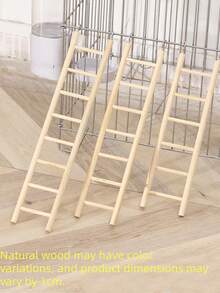 1PC Wooden Ladder Design Bird Toy - Interactive Climbing & Chew Toy For Small Birds (Parakeet/Finch) - Yellow - View 5