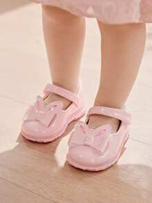Cozy Pixies Toddler Girls' Cute Versatile Hook And Loop Strap Shoes, Convenient For Indoor & Outdoor Wear, Rabbit Design - Pink - View 4