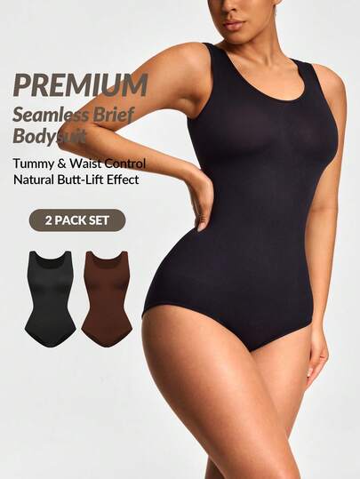 SHAPORA 2pcs/Set Button-Up Shapewear Bodysuit