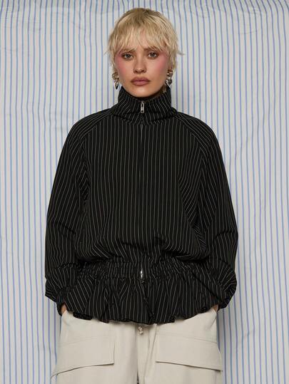 COUREZ Pinstripe Lightweigth Track Jacket /Y2K Spring Clothes For Women Sexy Stylish Going Out Outfits Black Jackets For Women Birthday Outfits Date Night Valentines Day