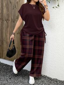 EMERY ROSE Bộ đồ 2 món cỡ lớn, phong cách tối giản, họa tiết da báo, thích hợp cho mùa hè. - Nhiều màu - Xem 1