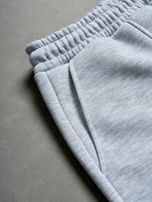 STYNVO 男士纯色抽绳腰带口袋宽松运动裤 - 灰色 - 查看 5