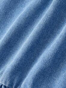 Sweetra Jeans holgados de talle elástico y pierna ancha de uso diario versátil para mujer de talla grande - Azul lavado medio - Ver 4