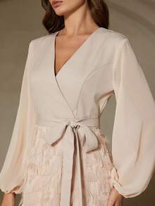 EMERY ROSE New Fashionable High-End Slim Fit Elegant Long Sleeve Dress - Dusty Pink - View 5