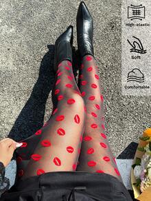 GalTyme Quần legging in hình môi gợi cảm dành cho nữ cỡ lớn, thích hợp mặc hàng ngày. - màu đen - Xem 2