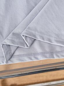 Mirajuku 2pcs Teenage Boys' Turquoise Casual Vacation Fashion Sports Short Sleeve T-Shirt And Shorts Set, 3D Letter Print Minimalist Sports Outfit, Summer - Grey - View 7