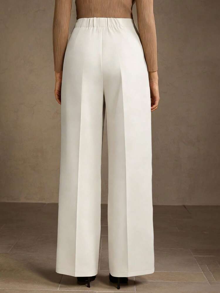 ELEGANT COMMUTER STRUCTURED SOLID COLOR PRESS CREASE STRAIGHT LEG PANTS