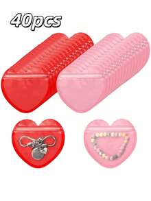 20pcs-Heart Shaped Red Ang Pink Heart Shaped Bag, Resealable Bag, Cute Mini Bag, Valentine's Day Trinket Bag, Clear Resealable Bag, Cute Snack Bag, Business Wedding Birthday Holiday Party Supplies, Valentine's Day Decoration, Valentine's Day Gift Bag,Easter Gift Bag, Mother's Day Decoration, Mother's Day Gift, Mother's Day Gift Bag - Red + Pink - View 11