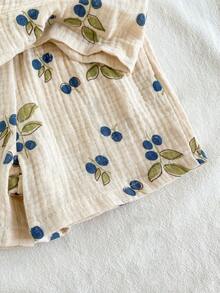 SHEIN Vintaside Kids Baby Boy Summer Casual Leaf Print Shirt And Shorts Set - Khaki - View 6