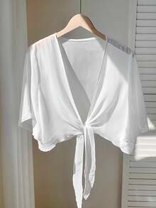 GalTyme 白色半透明大码轻便夹克，简约时尚休闲，适合日常穿着 - 白色 - 查看 8