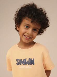 SUMWON Boys Graphic Print Crew Neck Short Sleeve T-Shirt And Matching Shorts Summer Set Casual Vacation - Orange - View 5