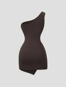 Sweetra Vestido corto sexy y elegante para mujer, adecuado para citas y salidas casuales, primavera/verano - Marrón - Ver 3