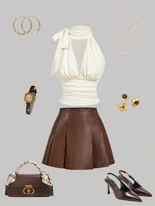 SHEIN MOD Áo tank top không tay tối giản màu trơn dành cho nữ, kiểu thắt nơ, màu kem, thích hợp mặc hàng ngày, đi nghỉ lễ, dã ngoại, hẹn hò, du lịch, sinh nhật, lễ hội, đi biển, ngày Valentine, đi chơi, tiệc trà. - Màu be - Xem 5