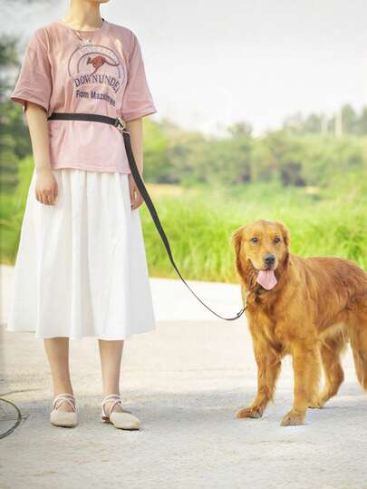 10英尺/16英尺/23英尺/33英尺多功能纯色宠物牵引绳，免手持遛狗牵引绳，滑动式牵引绳，适合训练、散步、户外活动 - 适合各种体型的宠物，黑色