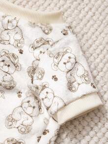 PETSIN 1件印花三只泰迪熊法兰绒卫衣，厚实保暖，适合宠物秋冬季穿着