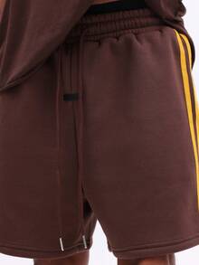 SUMWON Relaxed Fit Shorts mit Kordelzug und Seitenstreifen-Detail, lässige Sommer-Loungewear, alltäglicher Komfort, unifarben - Braun - Übersicht 6