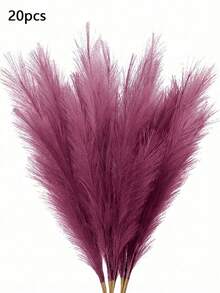10pcs/20pcs- Artificial Reeds 55cm/21.65in High Fake Pampas Grass Faux Plume Branch For Floor Vase Filler, Home Kitchen Bohemian Decor, Room Decoration, Wedding Party Decoration, Valentine's Day Decoration (Reddish-Brown), Valentine Day, Gift Gifts Birthday Graduation,Fall Decor,Autumn,Fake Plants - reddish brown - View 6