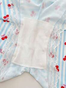 PetitDoll 1pc Girls' Sweet Cherry Striped Bow Decor Open Crotch Panty - Purple - View 8