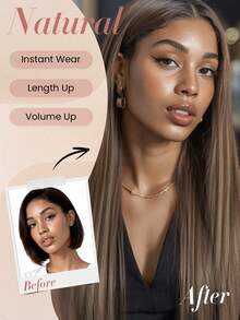 7片装无缝夹式接发片，渐变中棕色至草莓金色接发片，夹式真人发，隐形PU皮面，自然Remy真人发接发片 - STP4/27/4 - 查看 8