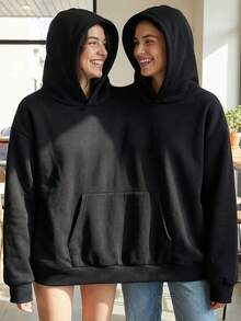 Elamini Áo hoodie đôi màu đen, trang phục thể thao ôm sát hài hước dành cho người yêu, bạn bè, quà Giáng sinh. - màu đen - Xem 5