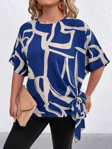EMERY ROSE Large-Sized Woven Printed Casual Summer Shirt For Vacation - Apricot - View 5