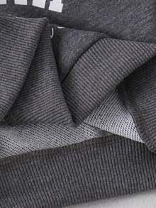 SHEIN 女童时尚宽松休闲翻领上衣 + 条纹格纹百搭A字裙，学院风 - 灰色 - 查看 3