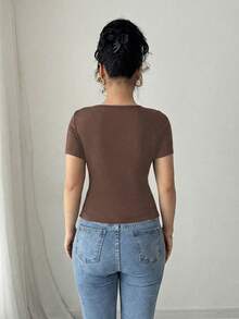 Elenzga Women T-Shirts - Brown - View 2