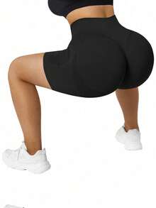 Easithlete 女士纯色无缝高腰休闲日常运动短裤 - 彩色 - 查看 6