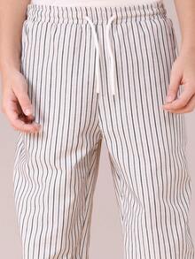 SUMWON Striped Jogger Pants With Elastic Cuffs For Comfortable Everyday Wear Casual Bottoms With Vertical Lines Pattern Vacation - Apricot - View 5