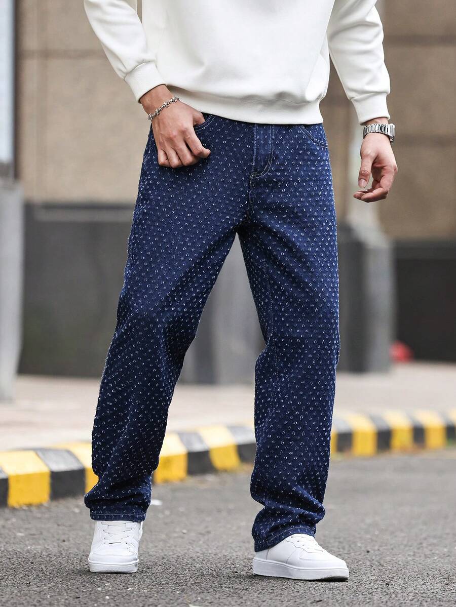 Manfinity Homme Men's Casual Fashion Street Daily Commute Straight Leg Jeans