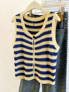 Resyla 女士条纹无袖休闲针织上衣 - 彩色 - 查看 1