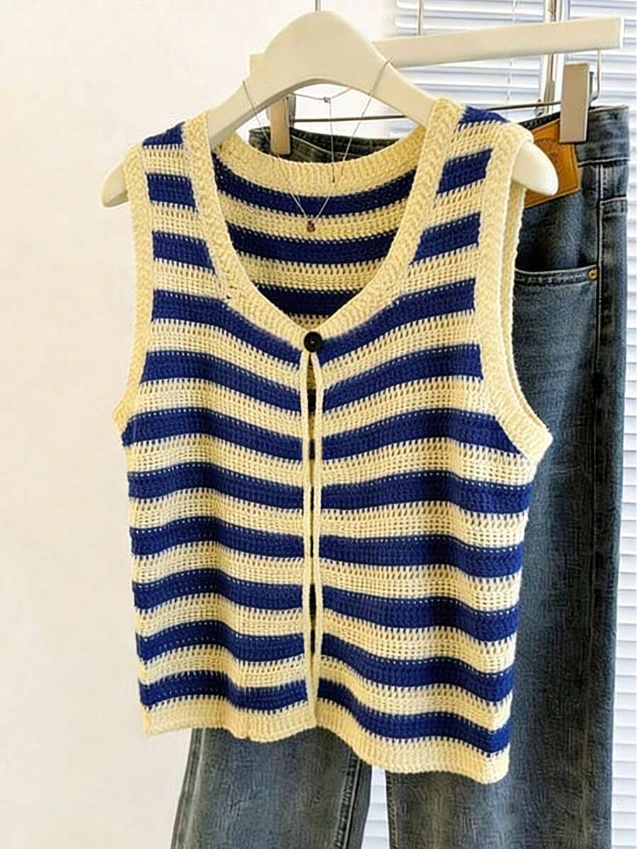 Resyla 女士条纹无袖休闲针织上衣 - 彩色 - 查看 1