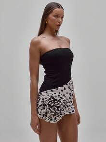 MUSERA 束身细节动物纹印花修身无肩带抹胸迷你连衣裙，适合派对、性感、夜生活、优雅场合、情人节、新娘、婚礼、订婚、情人节、夏季等场合。 - 彩色 - 查看 4