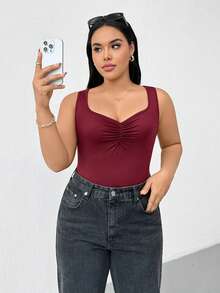 SHEIN Essnce 大码女装春夏时尚休闲高弹舒适日常百搭方领多色吊带背心3件装，春季服装，打底衫，外出上衣，简约风格 - 彩色 - 查看 8