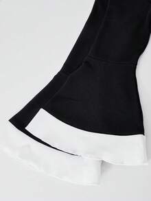 Teen GirlMiddle Eastern Style Waist Cinched Elastic Knit Dress, Elegant For Party And Urban Occasions - Black - View 4