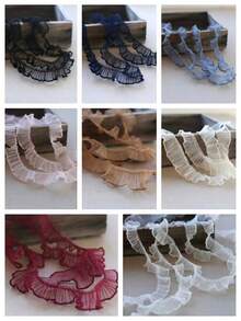 1 Yard Multi Color Embroidered Ruffle Lace Fabric Trim 2cm Wide For DIY Sewing Apparel Embellishment Costume Craft Decorative Accessory