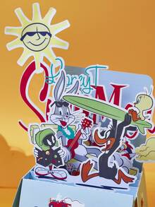LOONEY TUNES X SHEIN Cute Bear World Travel Pattern 3D Greeting Card, Suitable For Gifts - Multicolor - View 4