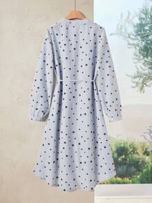 Rusticease Women's Floral Embroidery Striped Button Front Long Dress - Multicolor - View 3