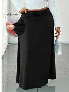 Truni 大码女士优雅复古浪漫宽松A字针织长裙，适合2026年新年派对和聚会，适合梨形和三角形身材 - 黑色 - 查看 9