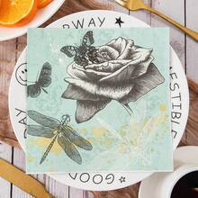 25张/套 植物图案一次性餐巾纸，13*13英寸，双层，派对餐巾纸，优雅植物甜点餐巾纸，适合女士晚宴、情人节、婚礼、生日等场合。 - 綠色 - 查看 2