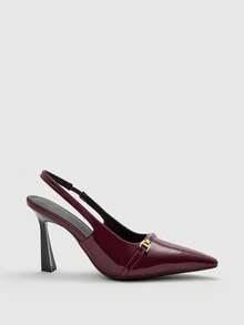 CUCCOO BIZCHIC 女士时尚露趾细高跟鞋，适合通勤、约会、派对、节日及各种场合。 - 酒紅色 - 查看 2