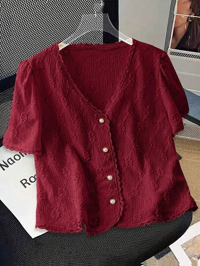 GlowEve Women's Solid Color Short Sleeve Blouse, Commuter Style