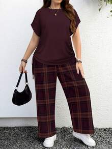 EMERY ROSE Bộ đồ 2 món cỡ lớn, phong cách tối giản, họa tiết da báo, thích hợp cho mùa hè. - Nhiều màu - Xem 4