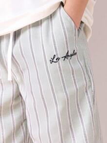 SUMWON Boys Barrel Stripe Drawstring Jogger Pants With Elastic Ankle Cuffs And Side Pockets - Green - View 5