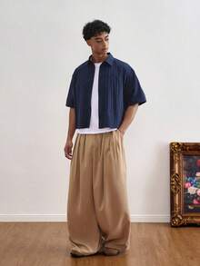 TOKVUE Áo sơ mi nam thêu họa tiết, kiểu dáng thường ngày, đa năng. - màu đen - Xem 5