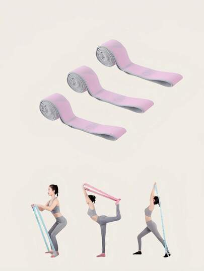 1条小型多功能瑜伽普拉提阻力带，便携式可调节弹力带，适用于家庭锻炼、舞蹈、旅行，增强力量和柔韧性，涤纶材质，弹性阻力带。