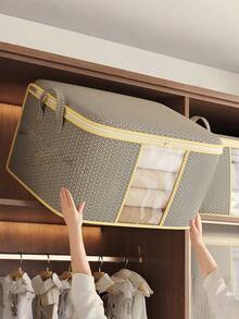 棉质被子收纳袋，无纺布透气防尘衣物整理袋，适用于搬家、大学宿舍、季节性毯子和衣柜压缩打包，多功能旅行收纳方案，带提手 - 彩色 - 查看 4