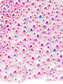 2000 viên đá giả kim cương bằng nhựa màu hồng sáng, dạng dẹt, kích thước 3-6mm, hình tròn, giống như thạch, dùng để làm phụ kiện, giày dép, quần áo, mỹ phẩm, túi xách và đồ trang trí. - Màu hồng tươi - Xem 4
