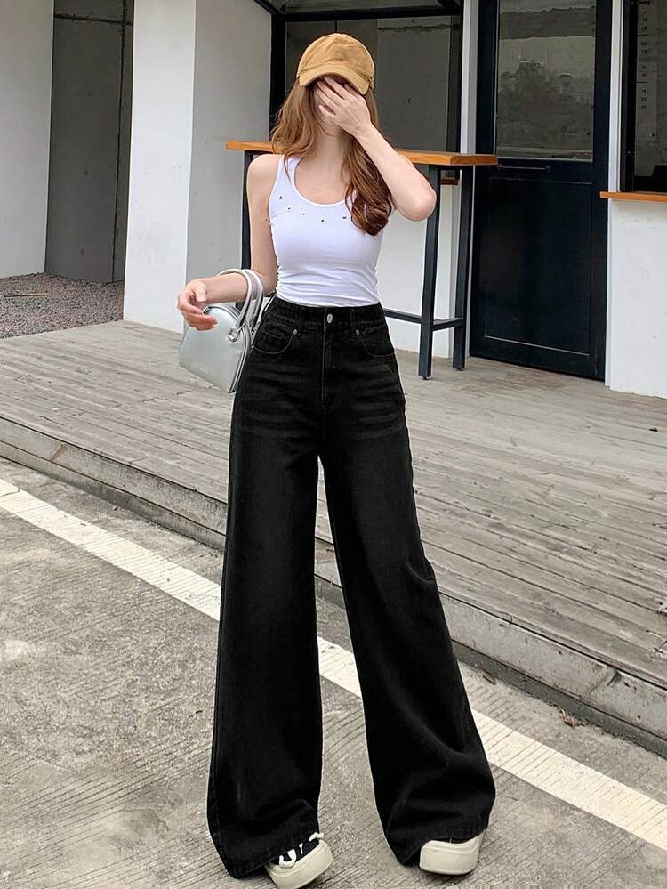 Women's Casual Loose Korean Style Washed Denim Jeans