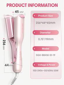 SHEGLAM HAIR Cupid's Charm Beach Babe Hair Waver,Pink Ionic Hair Curler,Waver Curling Iron-19mm UK Plug,2 Barrel Hair Crimper With Anti-Scald,50 Million Ions & 10 Min Quick Wave,Smart Timer & Adjustable Temps,Easy To Use Hair Tool For Women - Baby Pink - View 13